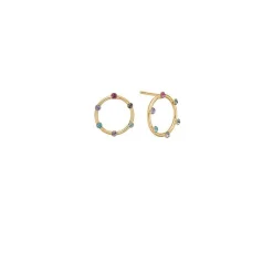 Aagaard - Ohrringe Bunte Welt mit farbigen Zirkonen in Gold plattiert silber