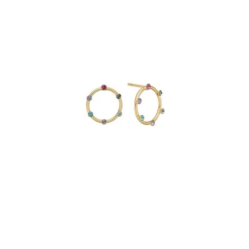 Aagaard - Ohrringe Bunte Welt mit farbigen Zirkonen in Gold plattiert silber