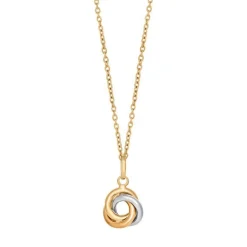 Anhänger aus 8 Karat Gold, 3-farbiger Knoten mit vergoldeter Kette