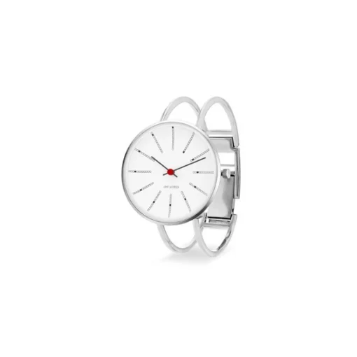 Arne Jacobsen - Bankers Watch Armspange - Ø30 - Weißes Zifferblatt, Stahlarmspange