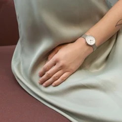 Arne Jacobsen - Bankers Watch - Ø30 - Weißes Zifferblatt, Stahlnetzarmband