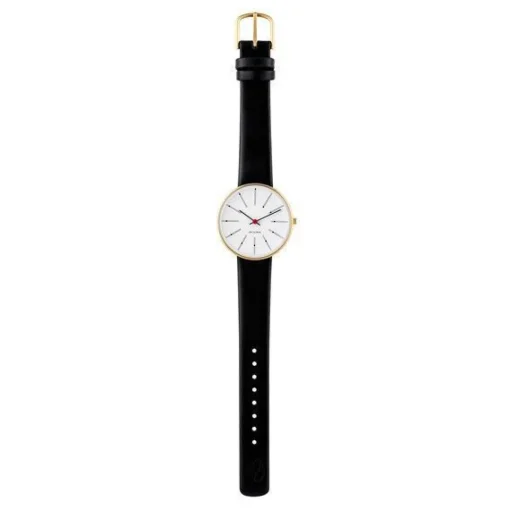 Arne Jacobsen - Bankers Watch weißes Zifferblatt, marineblaues Armband. Ø34
