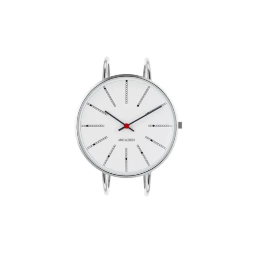 Arne Jacobsen - Bankers Watch Armspange - Ø40 - Weißes Zifferblatt, Stahlarmspange