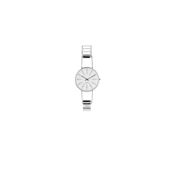 Arne Jacobsen - Bankers Watch Armspange - Ø40 - Weißes Zifferblatt, Stahlarmspange