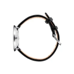 Arne Jacobsen - Bankiersuhr - Ø30 - Weißes Zifferblatt, marineblaues Armband, IPG-Gehäuse