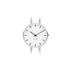 Arne Jacobsen - Rathausuhr Armreif - Ø34 - Weißes Zifferblatt, Stahlarmreif