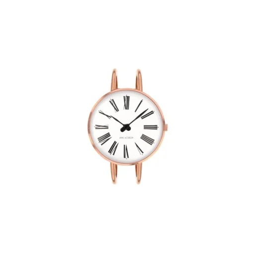 Arne Jacobsen - Römische Uhr Armreif - Ø34 - Weißes Zifferblatt, IP-Rosegold-Armreif