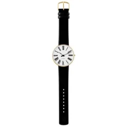Arne Jacobsen - Römische Uhr - Ø40 - Weißes Zifferblatt, goldenes Netzarmband, IPG-Gehäuse