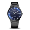Bering - Herren-Solaruhr in gebürstetem Schwarz mit blauem Zifferblatt Ø39 mm