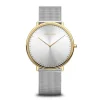 Bering - Klassische Damenuhr in Gold- und Silberfarben Zifferblatt 39 mm