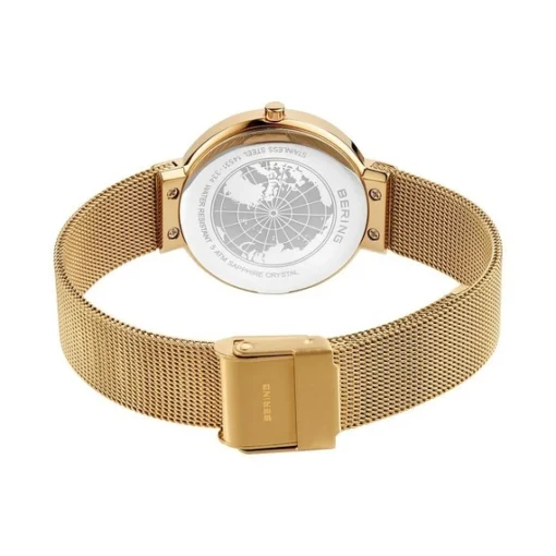 Bering - Klassische Damenuhr in gebürstetem und poliertem Goldduplikat Ø31 mm