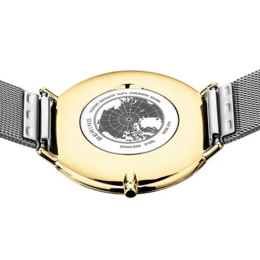 Bering - Klassische Damenuhr in Gold- und Silberfarben Zifferblatt 39 mm