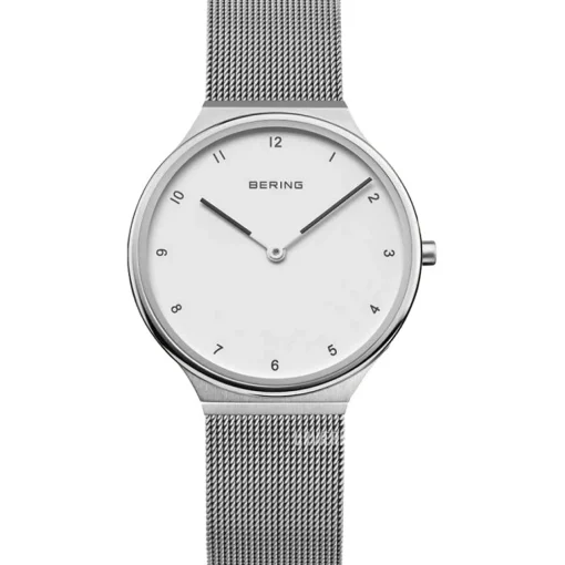 Bering - Ultra Slim Damenuhr mit weißem Zifferblatt und gebürstetem Stahl