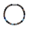 Black Sun - MAKUA BEACH Blue aus blauem Nylon und farbigen Perlen mit silberner Schließe
