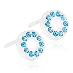 Blomdahl - Hautfreundliche Ohrringe mit blauen Swarowski-Kristallen Ø8 mm - offen