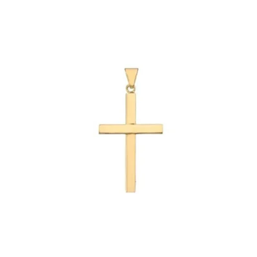 Breite Stolpe Kreuz Goldanhänger in 8-14 Karat - Klein 13x21