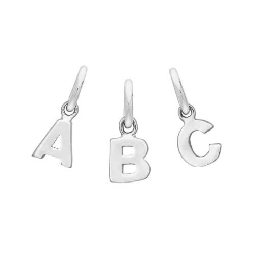 Buchstaben-Anhänger aus rhodiniertem Silber - von A bis V ohne Kette