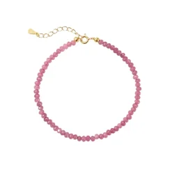 ByBirch - Lotus armband i vergoldete silber m rosa Jade