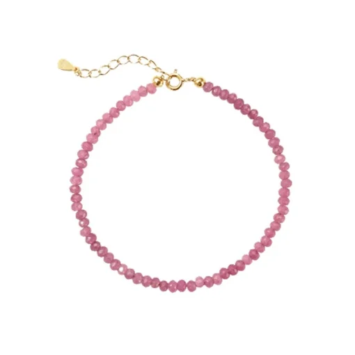 ByBirch - Lotus armband i vergoldete silber m rosa Jade