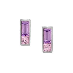 ByBirch - Sally-Ohrringe aus vergoldete silber mit lila und rosa Saphiren