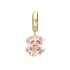 Christina - Pink Heart Clover Charm in vergoldete für Lederarmband