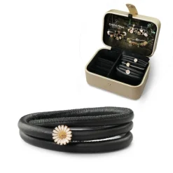Christina Collect - Lederarmband  mit vergoldete Marguerite-Charme