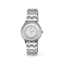 Christina Collect - Uhr aus Silber mit weißem Zifferblatt und Stoppern