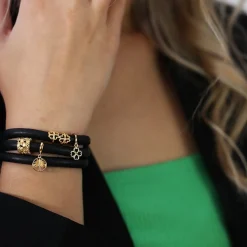 Christina Collect Lederarmband mit silbernen Anhängern - Foursome**
