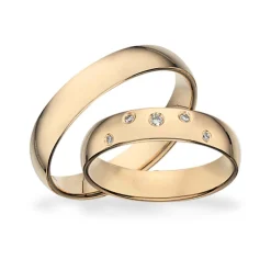 Eheringe - Ringe aus 14 kt Gold mit 3 Brillanten - 5 mm