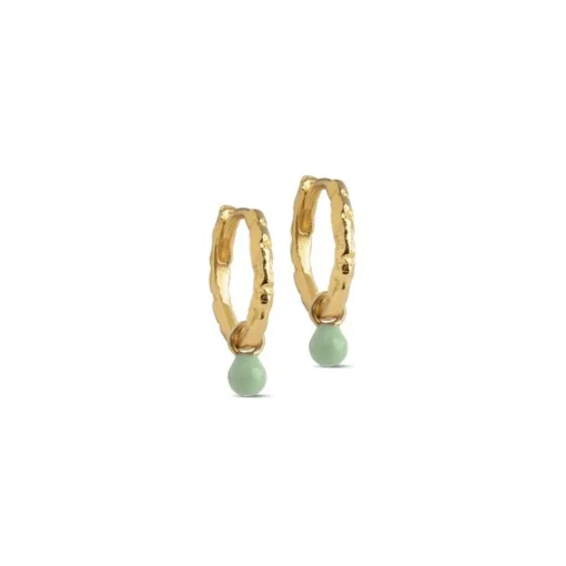 Enamel - Belle Dusty Green Hoops in vergoldetem Silber