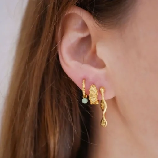 Enamel - Belle Dusty Green Hoops in vergoldetem Silber