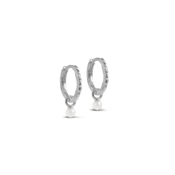 Enamel - Belle Pearl Hoops aus glänzendem silber mit Perlen