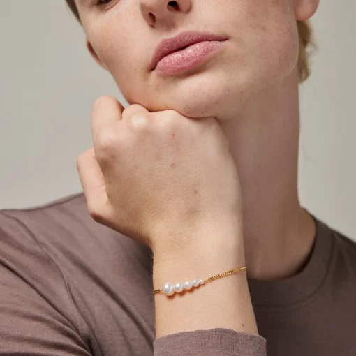 Enamel - Carmen armband in vergoldete silber w. Perlen