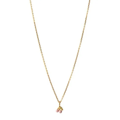 Enamel - Cherry Light Pink vergoldete Halskette
