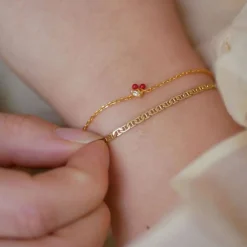 Enamel - Cherry red Armband in vergoldetem Silber