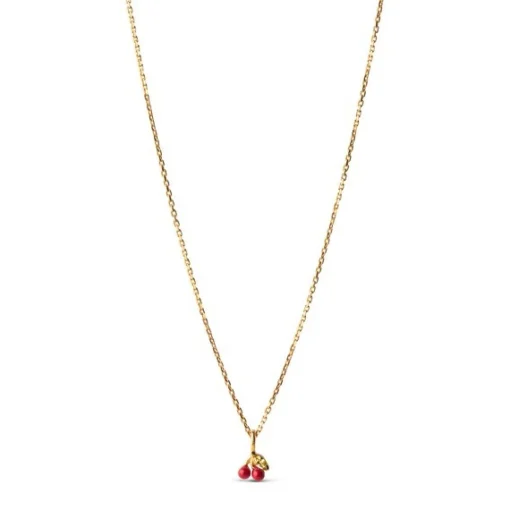 Enamel - Cherry Red vergoldete Halskette