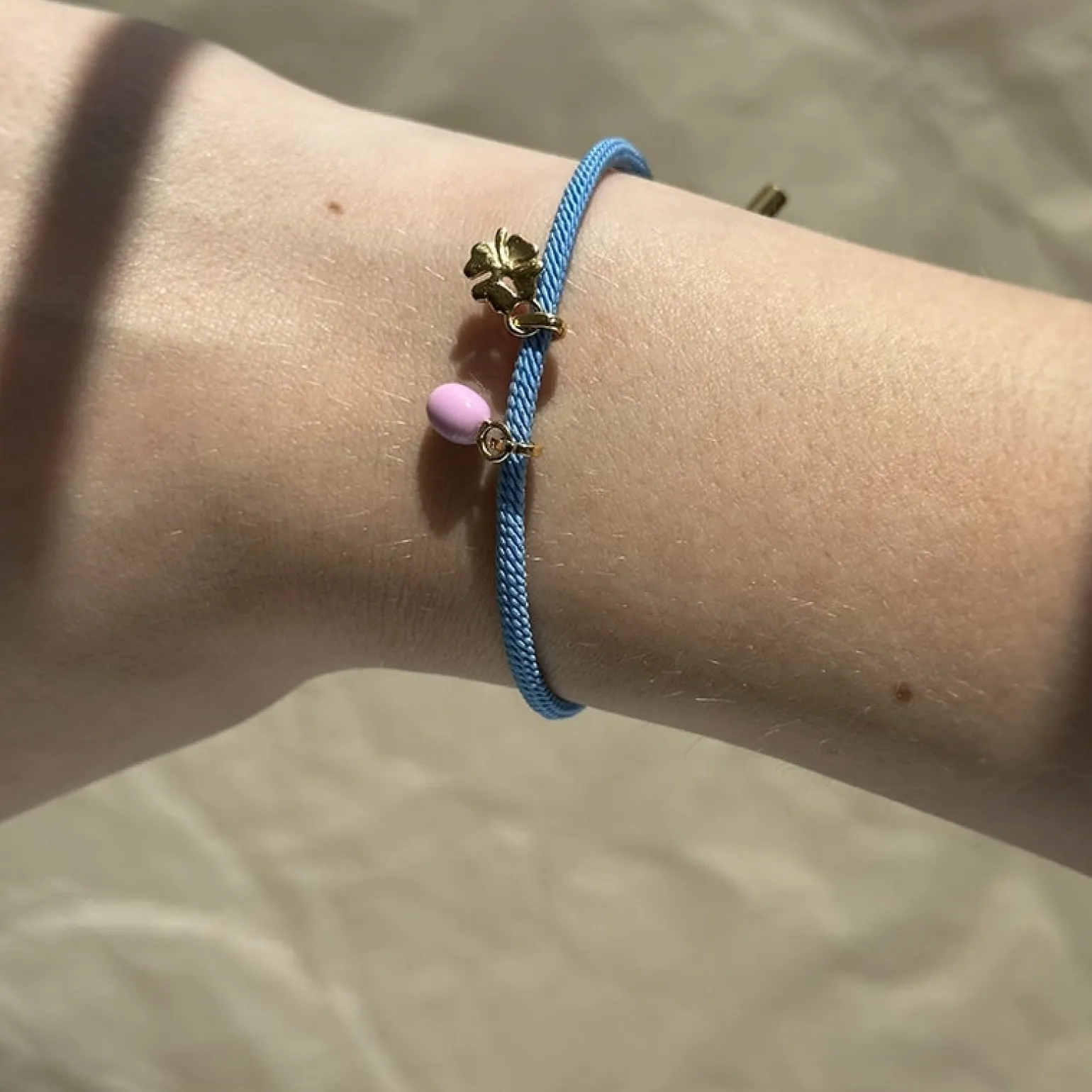 Enamel - Color Cord armband in vergoldete silber - Steel Blue