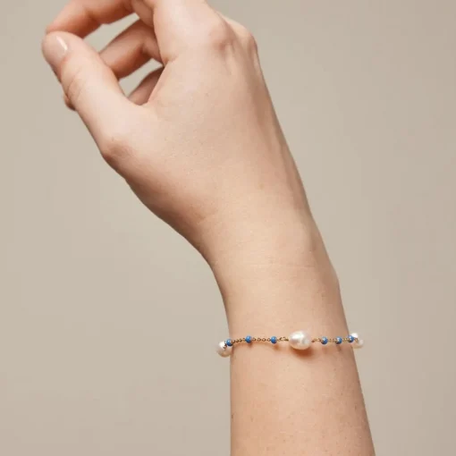 Enamel - Lola Perlita Cornflower armband i vergoldete silber