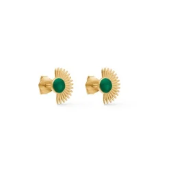 Enamel - Soleil Petrolgrüne vergoldete Ohrstecker**