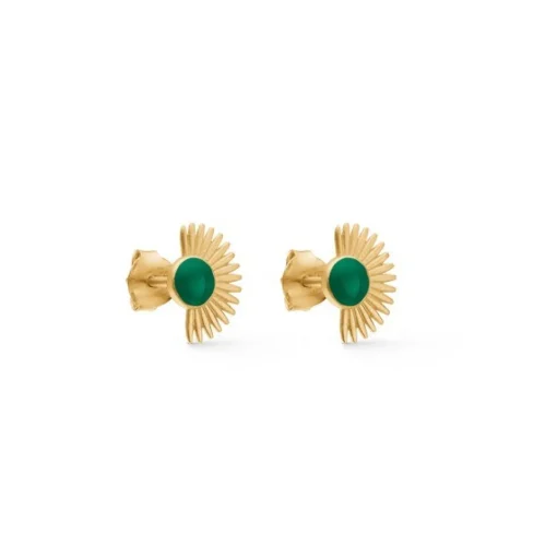 Enamel - Soleil Petrolgrüne vergoldete Ohrstecker**