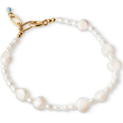 Enamel - vergoldetetes  Armband Pearlie mit Süßwasserperlen