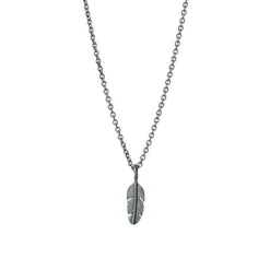 Feder-Anhänger aus oxidiertem Silber - MINI
