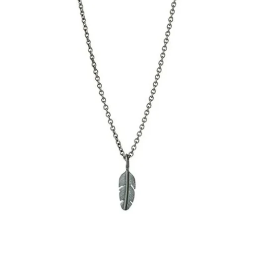 Feder-Anhänger aus oxidiertem Silber - MINI
