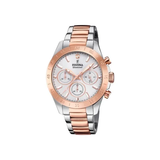 Festina - Boyfriend Collection Diamond in rosa Bi-Color mit silbernem Zifferblatt