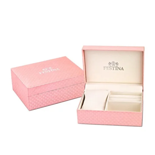 Festina - Boyfriend Collection Damenuhr aus Silber mit schwarzen und rosa Details