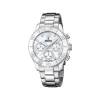 Festina - Chrono Damenuhr aus Stahl mit weißem Zifferblatt und Zirkonia