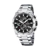 Festina - Chrono Sport Herrenuhr aus Silber mit schwarzem Zifferblatt