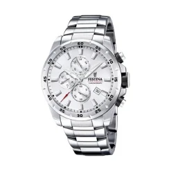 Festina - Chrono Sport Herrenuhr in Silber mit weißem Zifferblatt