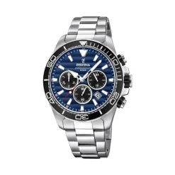 Festina - Chronograph Herrenuhr aus Stahl mit blauem Zifferblatt