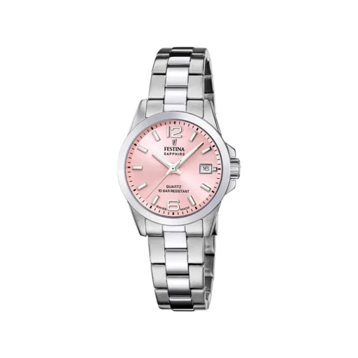 Festina - Damenuhr SWISS MADE in Stahl mit Kette Ø30